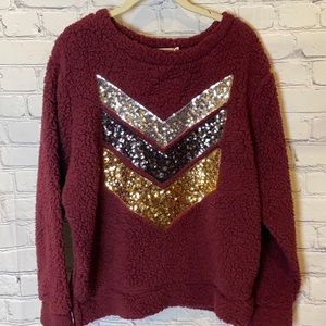 Chance Or Fate Fluffy Sequin Pullover